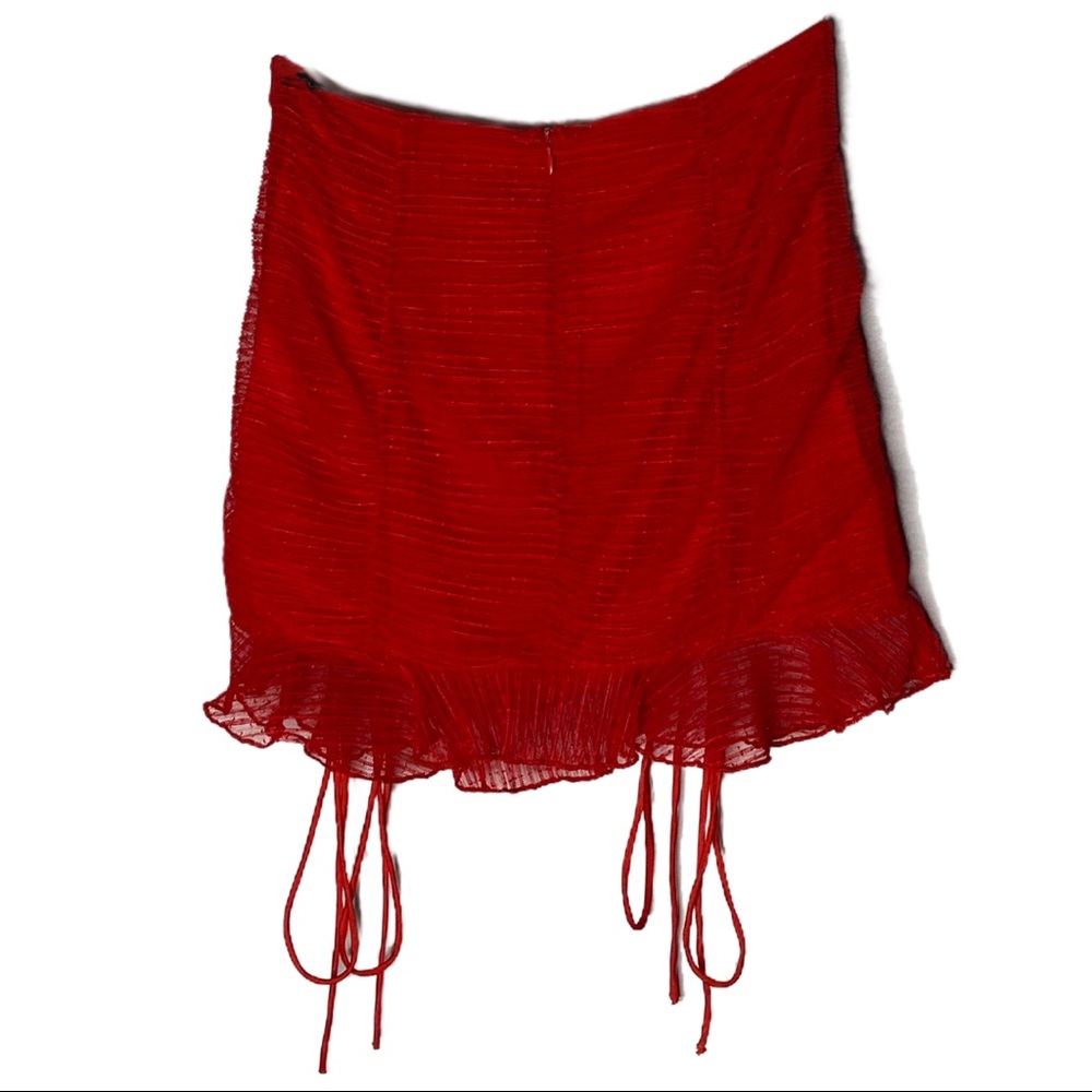 4si3nna Ruched Red Mini Skirt Size Small - Picture 7 of 12